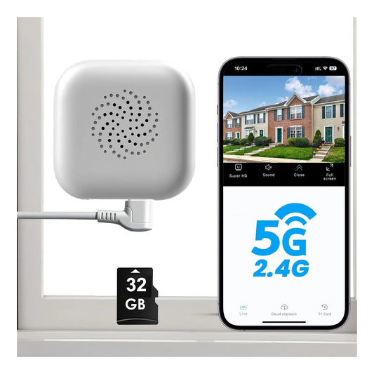 2K Window Camera with 32GB Memory Card, 5Ghz & 2.4Ghz Wifi Indoor Cameras for Home Security with AI Starlight Color Night Vision, AI Person & Motion Detection, Easy & Quick Install, 24/7 Recording